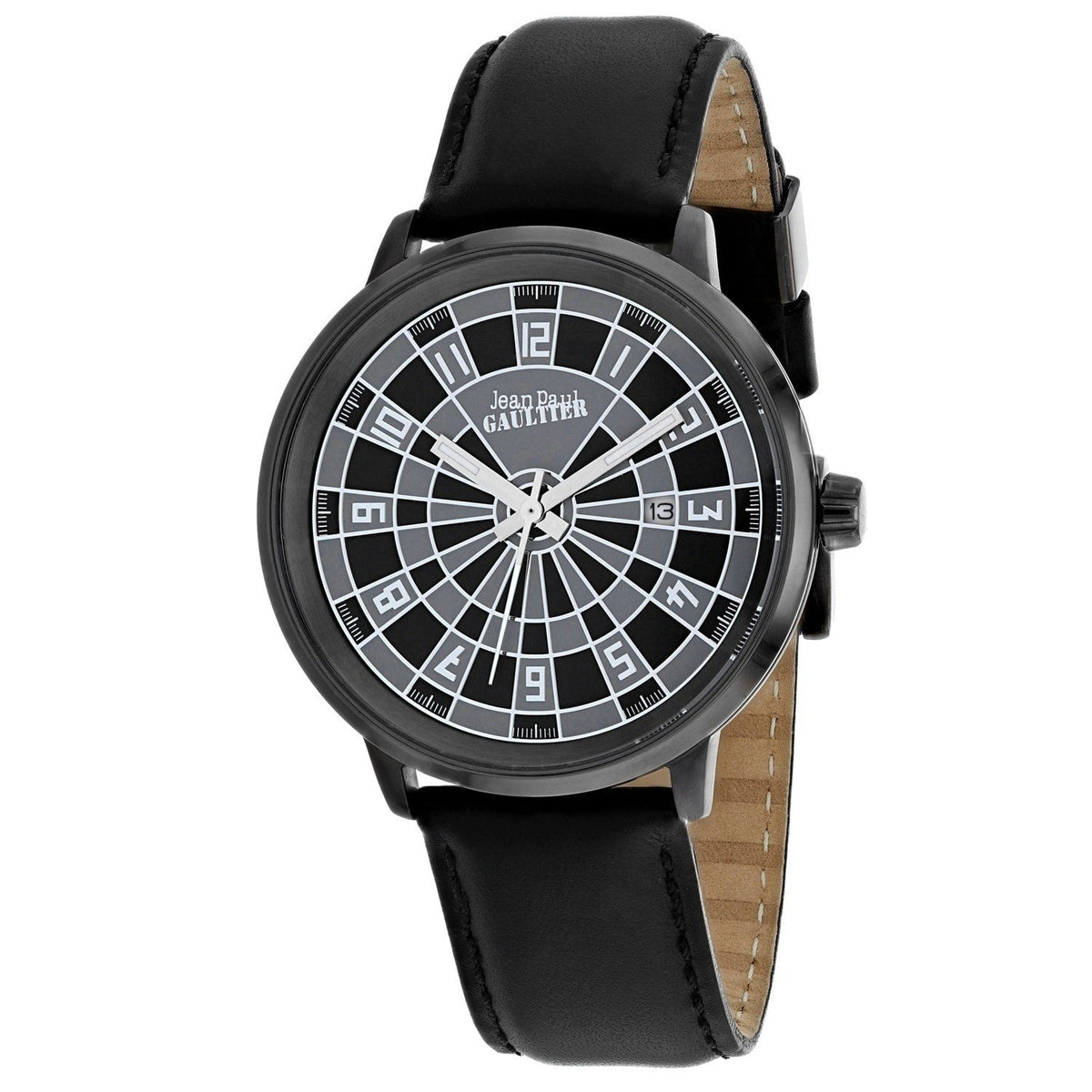 Jean Paul Gaultier Men&#39;s 8504804 Cible Black Leather Watch