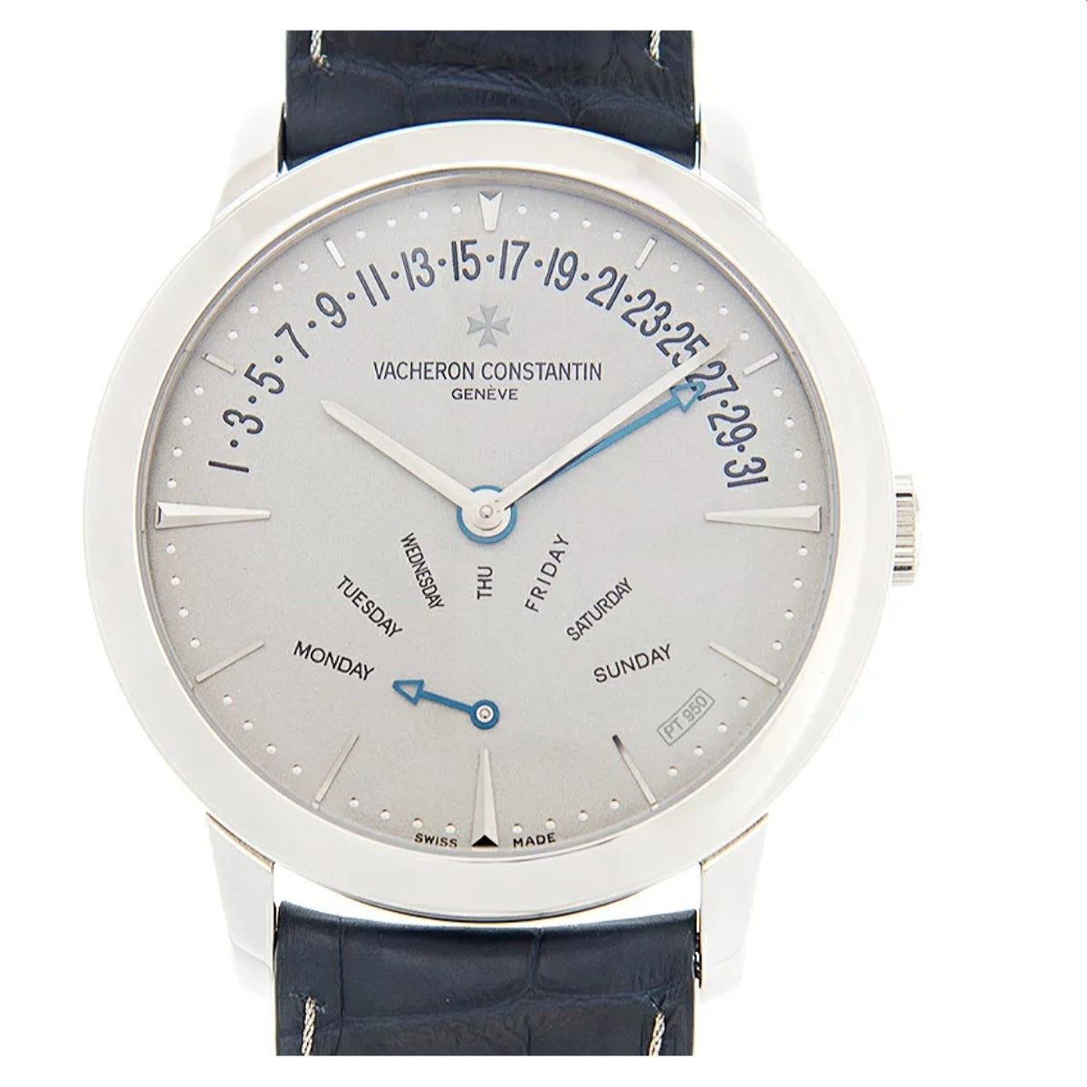 Vacheron Constantin Men's 86020000P9345 Patrimony Traditionelle Blue Leather Watch