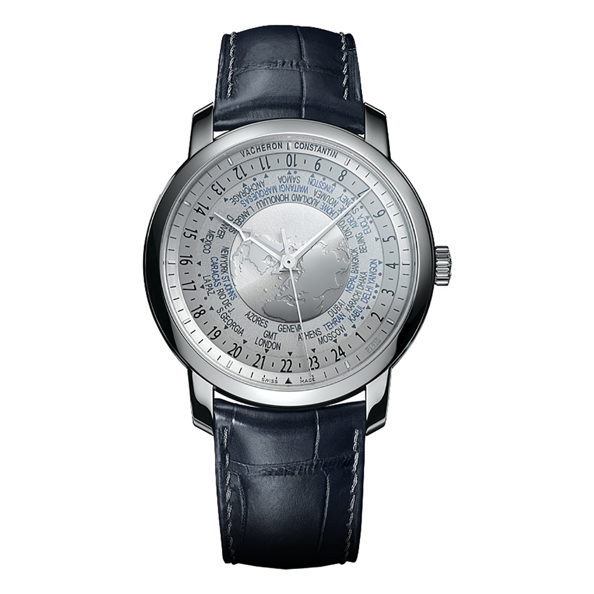 Vacheron Constantin Men's 86060-000P-9979 Traditionnelle World Time Blue Leather Watch