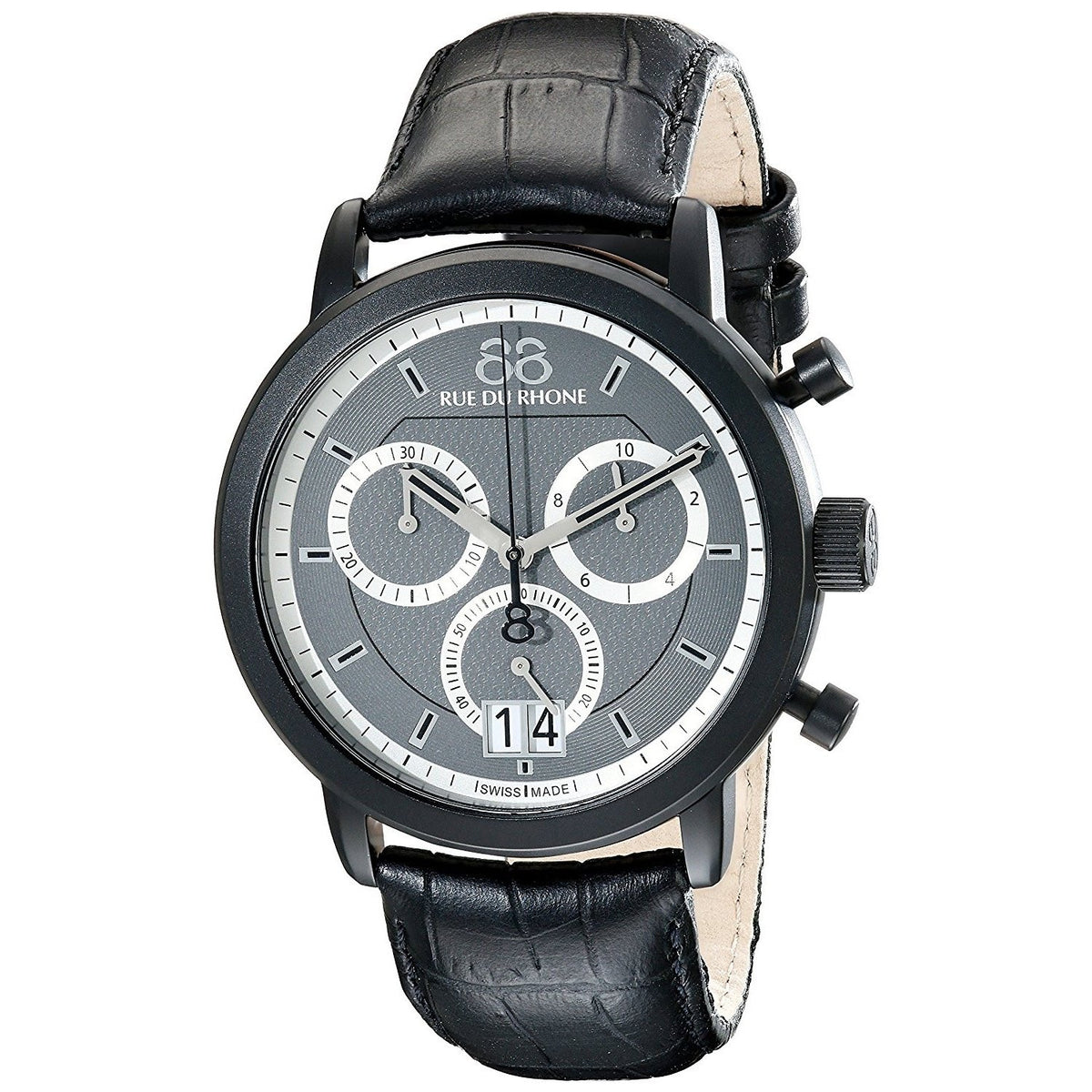 88 Rue Du Rhone Men&#39;s 87WA130021 Double 8 Chronograph Black Leather Watch