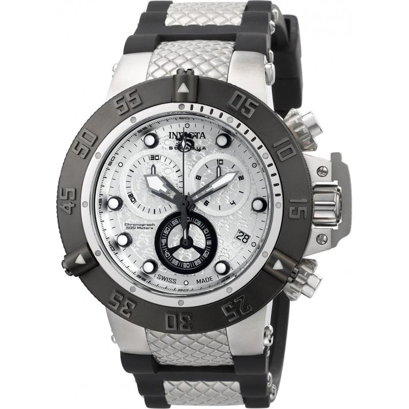 Invicta Men&#39;s 90115 Subaqua Noma III Black and Silver Polyurethane and Stainless Steel Watch