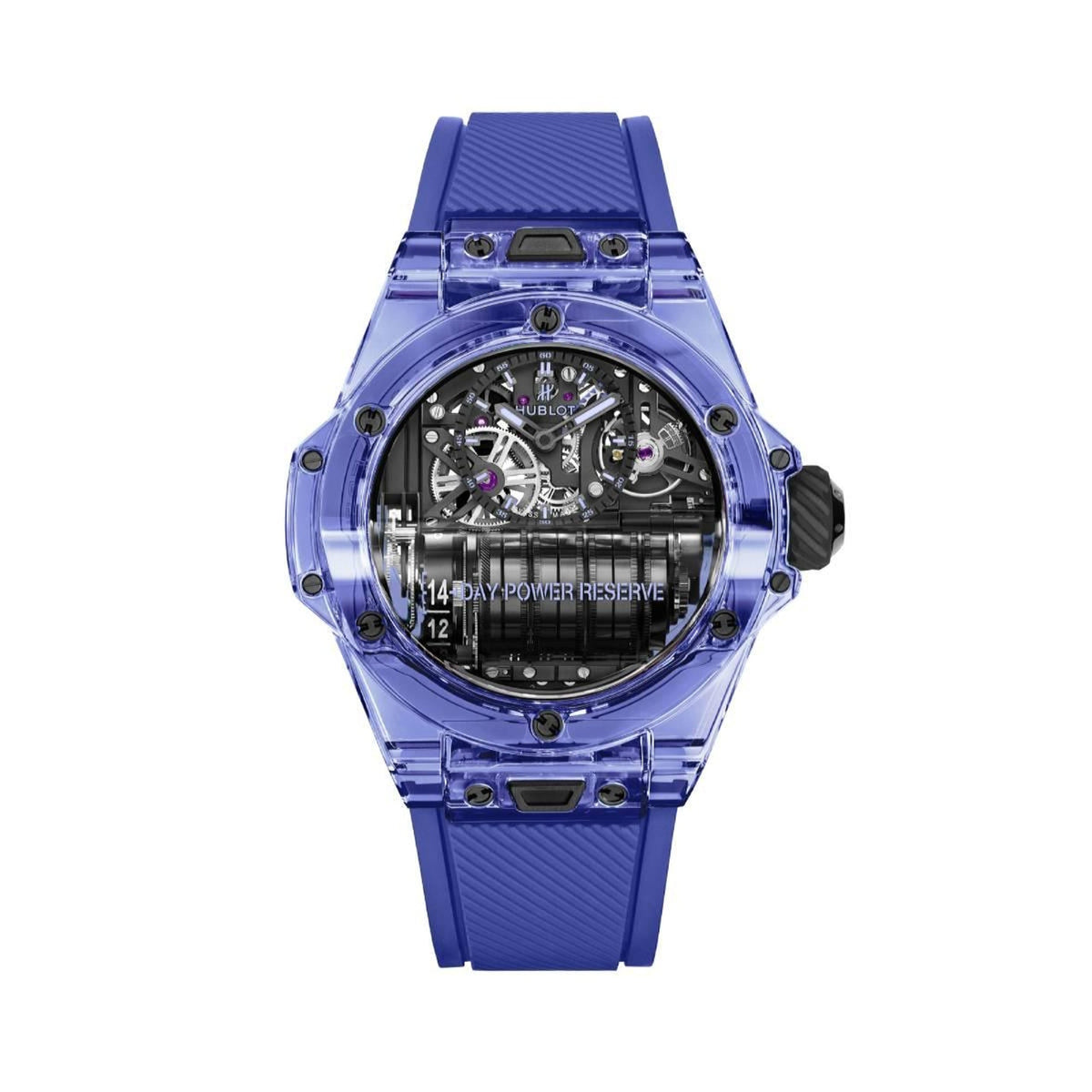 Hublot Men's 911.JL.0119.RX Big Bang MP-11 Power Reserve 14 Days Blue Sapphire Blue Rubber Watch