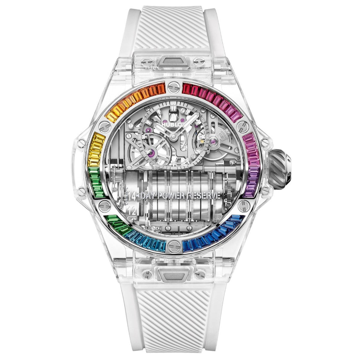 Hublot Men's 911.JX.0102.RW.4099 Big Bang MP-11 Power Reserve 14 Days Sapphire White Rubber Watch