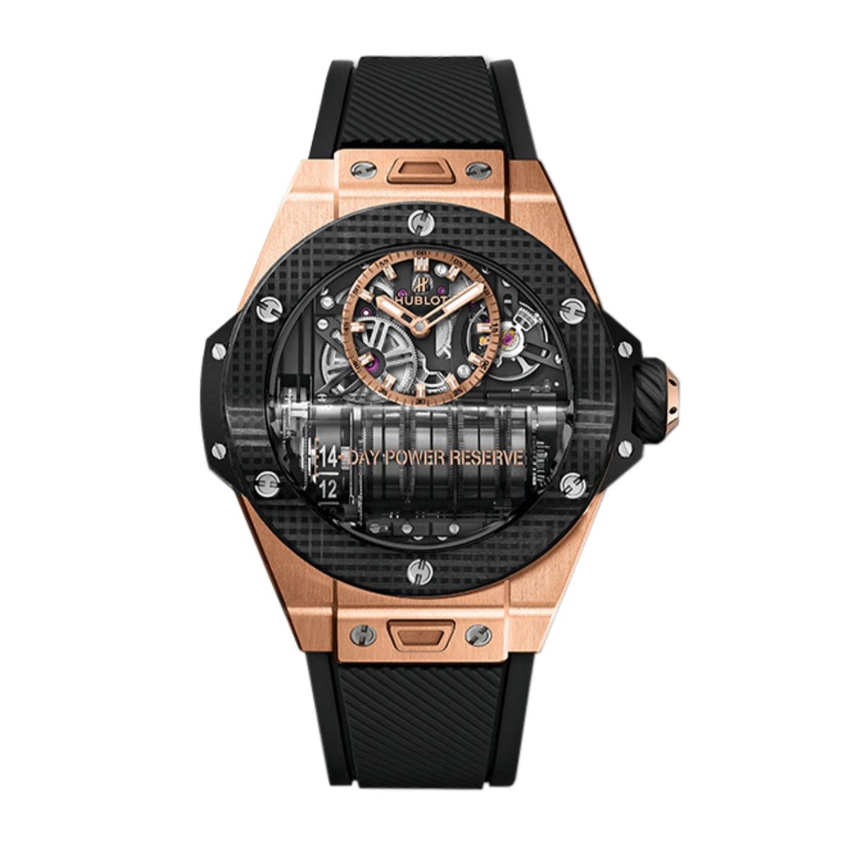 Hublot Men's 911.OQ.0118.RX Big Bang MP-11 Power Reserve 14 Days Black Rubber Watch