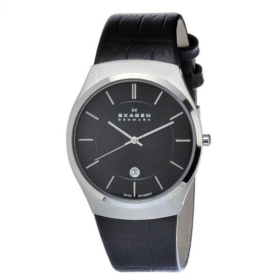 Skagen Men's 925XLSLB Classic Black Leather Watch