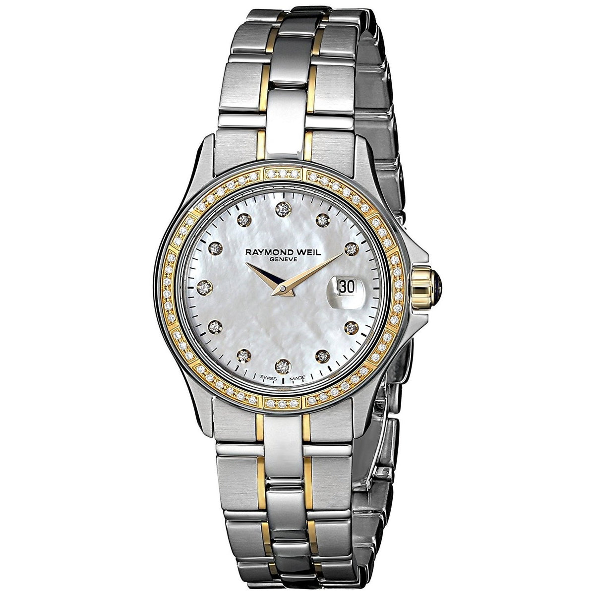 Raymond Weil Women&#39;s 9460-SGS-97081 Parsifal 18 Kt Yellow Gold Diamond Two-Tone Stainless Steel Watch