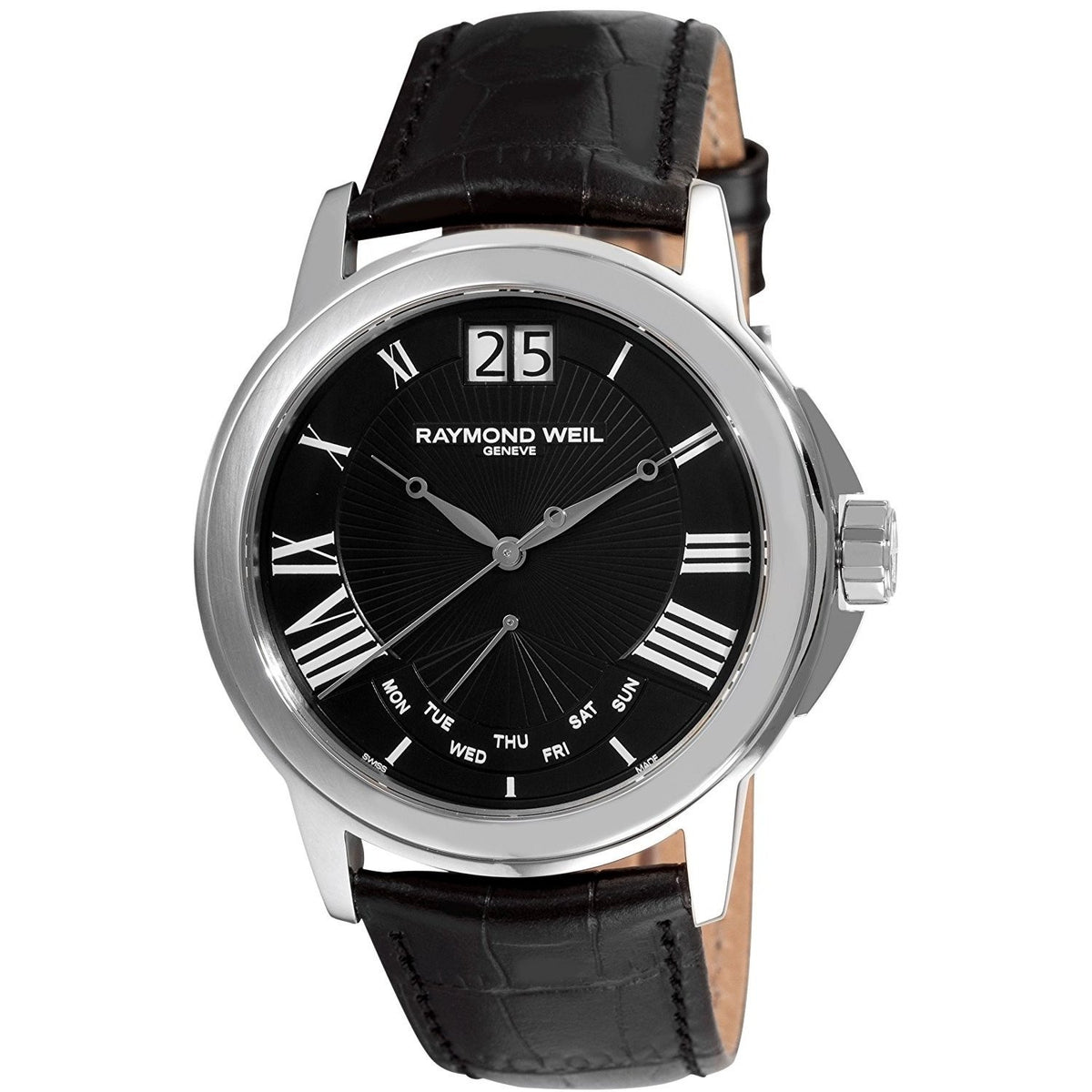 Raymond Weil Men&#39;s 9576-STC-00200 Tradition Black Leather Watch