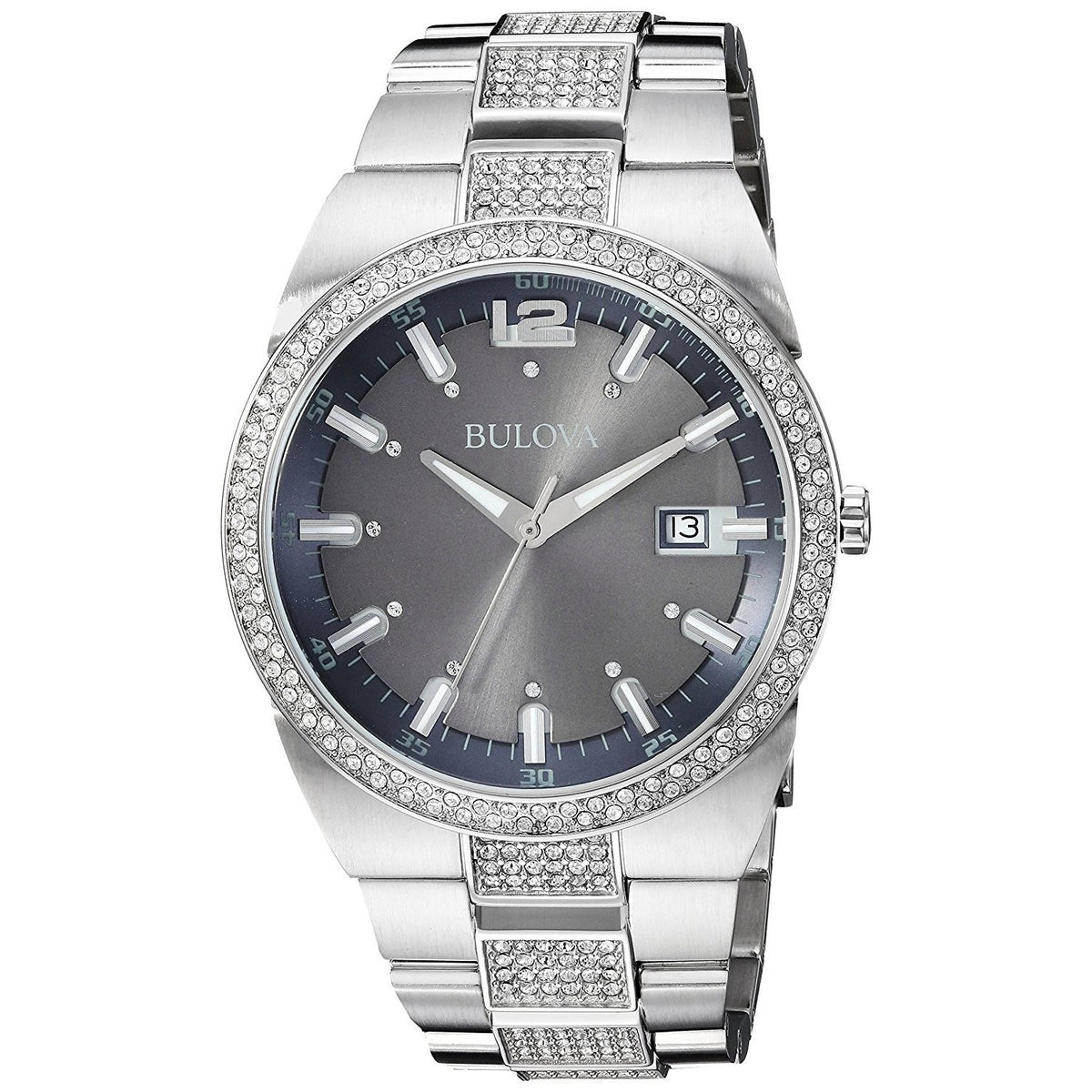 Bulova Men&#39;s 96B221 Classic Crystal Stainless Steel Watch