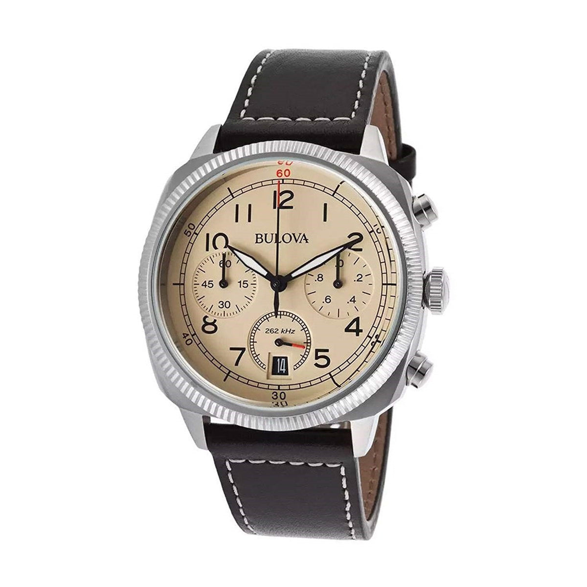 Bulova Men&#39;s 96B231 UHF Military Chronograph Black Leather Watch