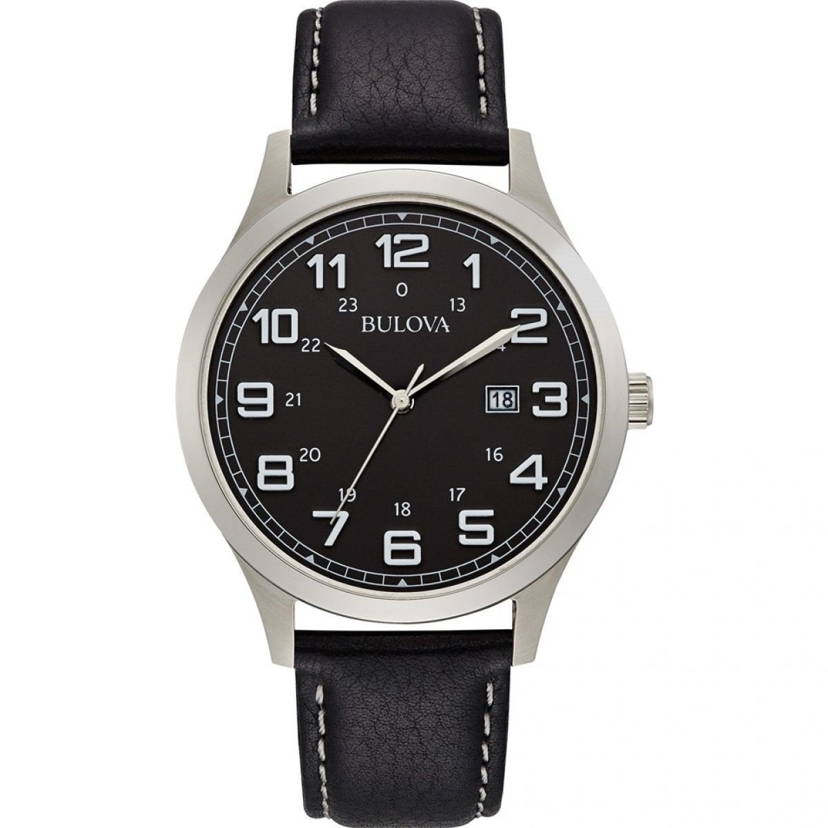 Bulova Men&#39;s 96B276 Dress Black Leather Watch