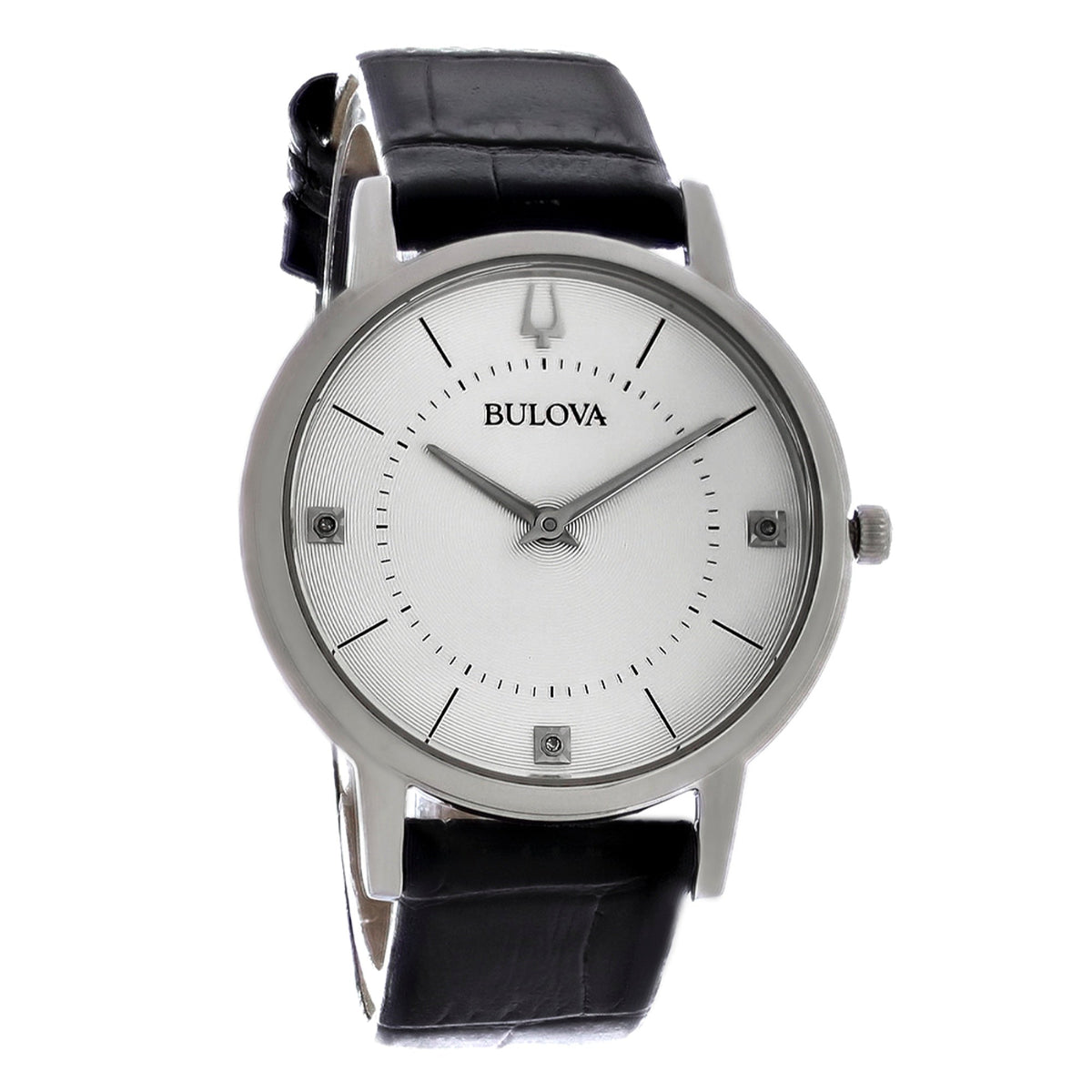 Bulova Women's 96P189 Diamond Black Leather Watch
