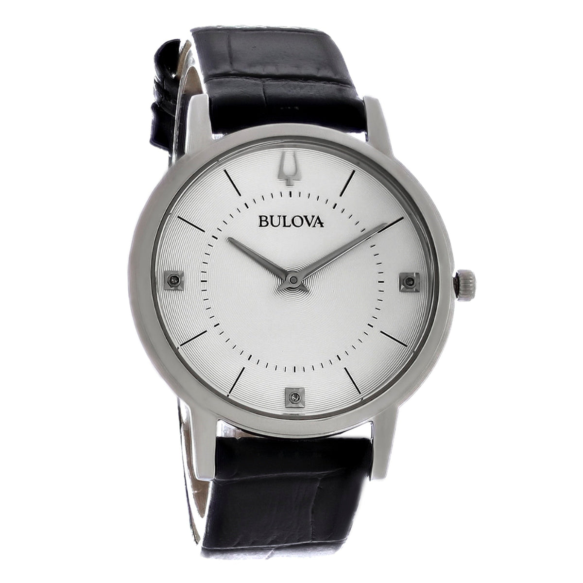 Bulova Women&#39;s 96P189 Diamond Black Leather Watch