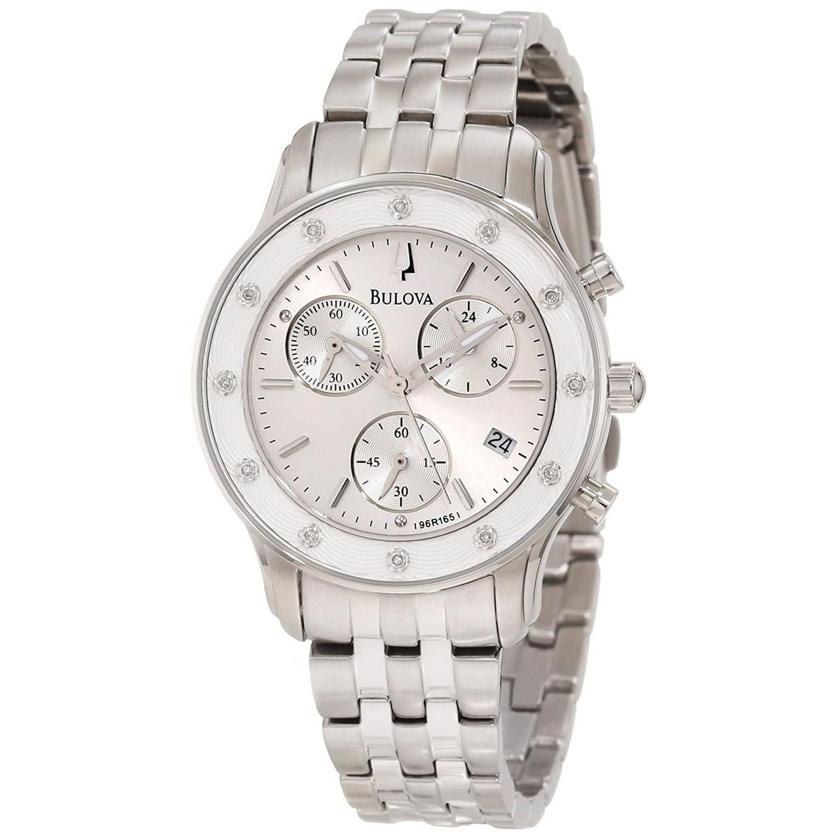Bulova Women&#39;s 96R165 Chronograph Crystal Stainless Steel Watch