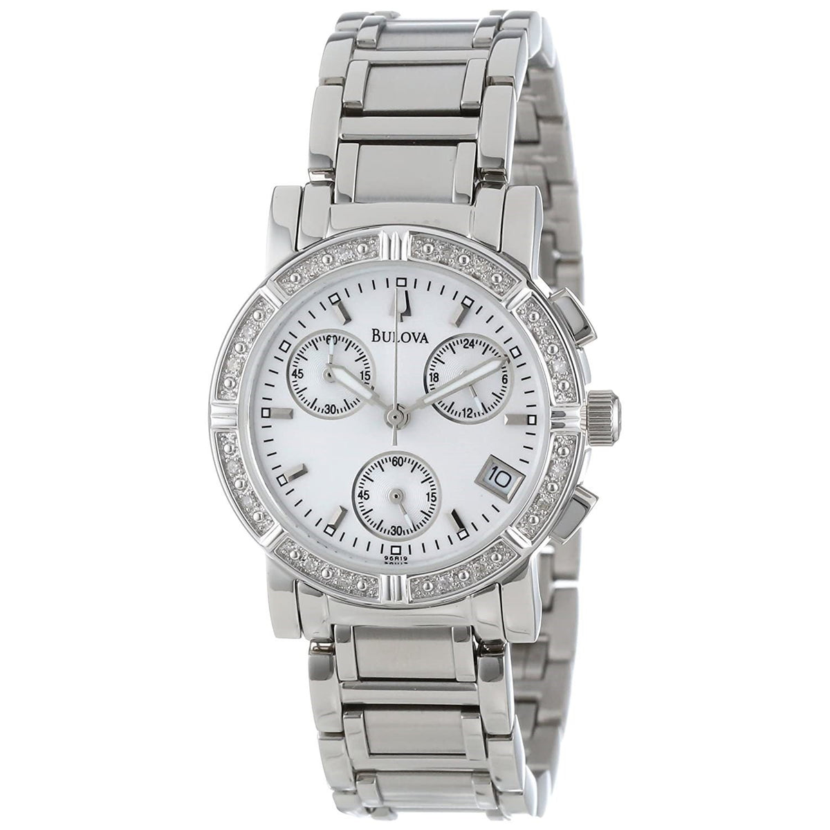 Bulova Women&#39;s 96R19 Classic Chronograph Crystal Stainless Steel Watch
