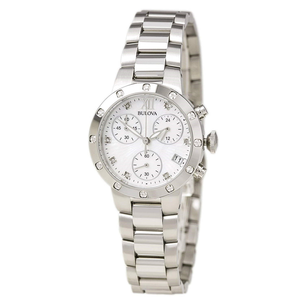 Bulova Women&#39;s 96R202 Maiden Lane Crystal, Chronograph Stainless Steel Watch