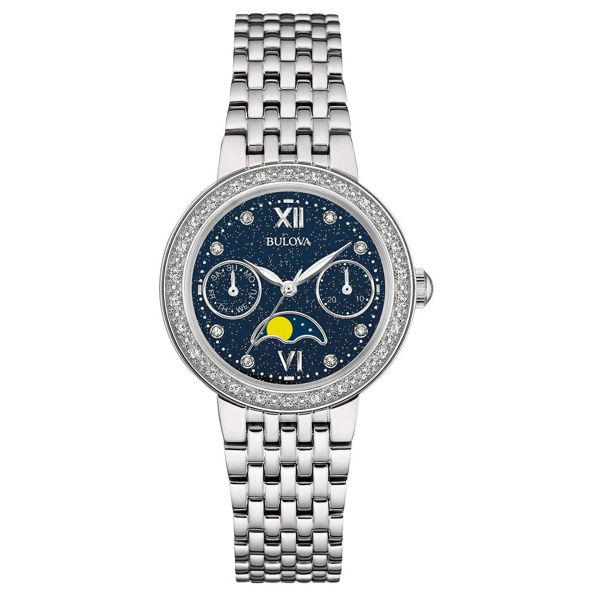 Bulova Women's 96R210 Diamonds Multifunction Moon Indicator Stainless Steel Watch