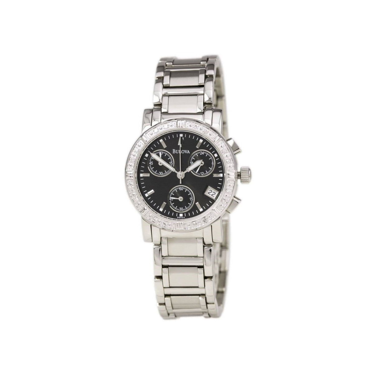 Bulova Women&#39;s 96R44 Diamond Chronograph Stainless Steel Watch