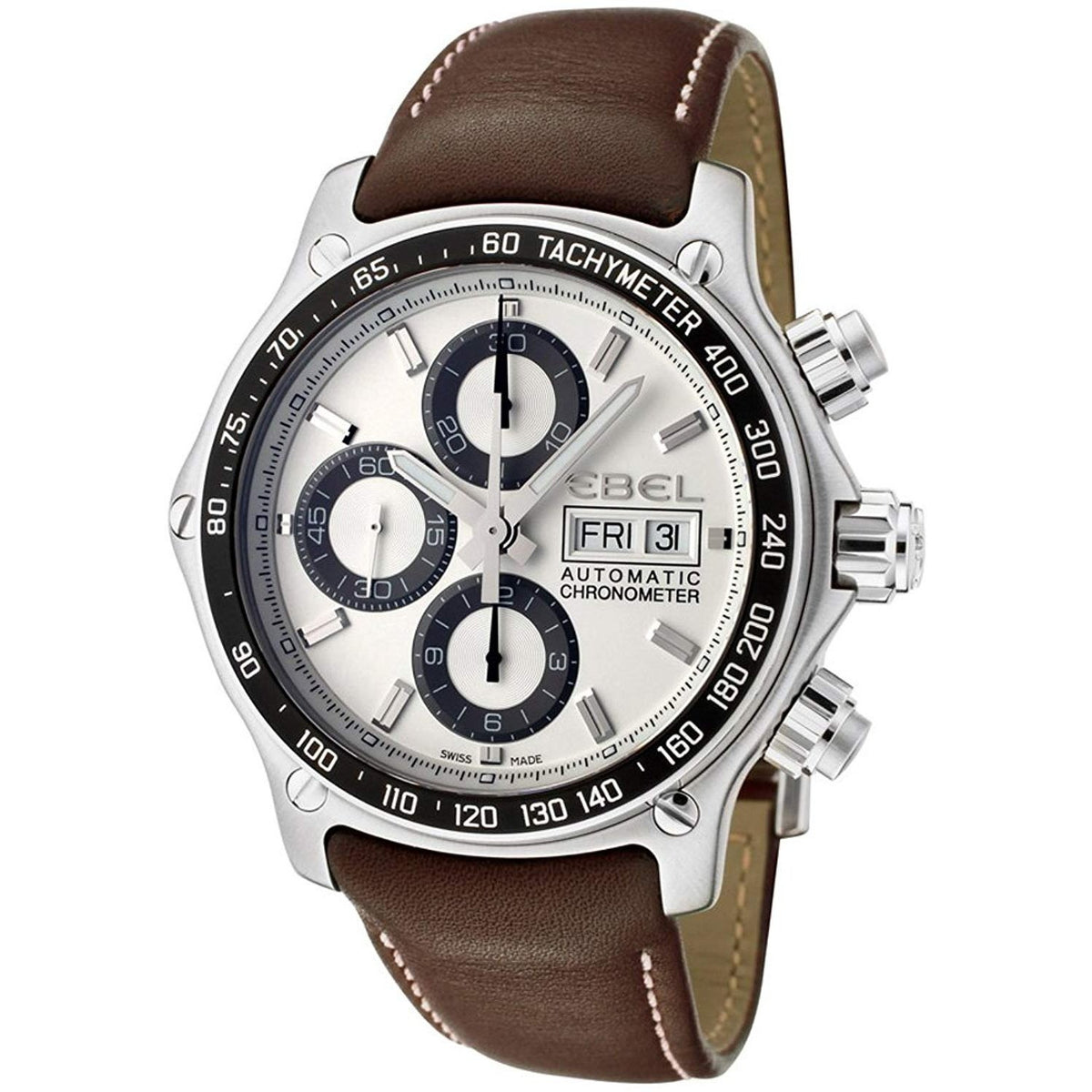 Ebel Men&#39;s 9750L62-63B35P11 1911 Discovery Chronograph Automatic Brown Leather Watch