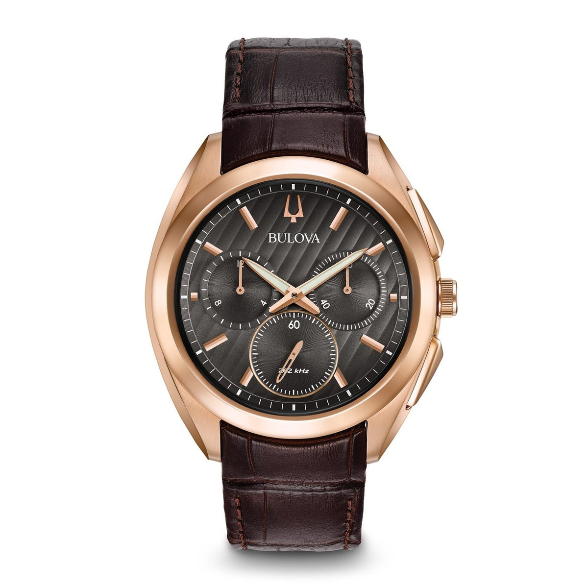Bulova Men&#39;s 97A124 Curv Chronograph Brown Leather Watch