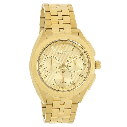 Bulova Men's 97A125 Curv Chronograph Gold-Tone Stainless Steel Watch