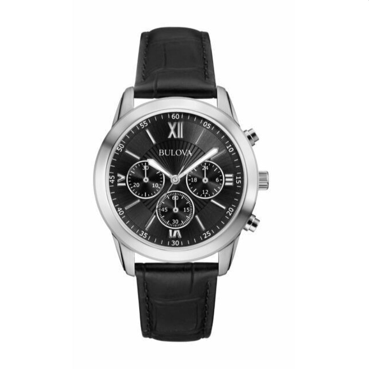 Bulova Men's 97A173 Bulova Chronograph Black Leather Watch