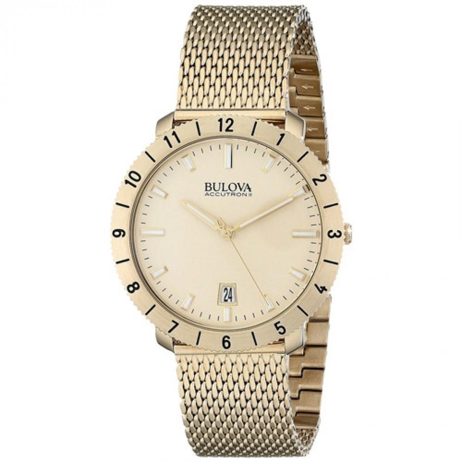 Bulova Men&#39;s 97B129 Moonview Gold-Tone Stainless Steel Watch