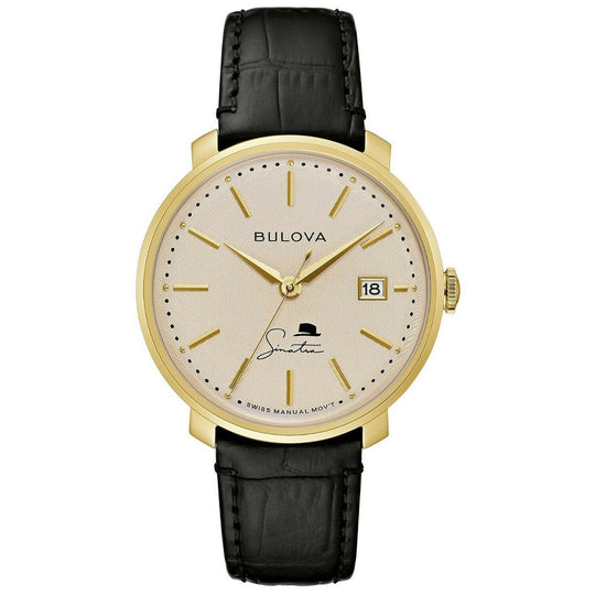 Bulova Men's 97B195 Frank Sinatra Black Leather Watch