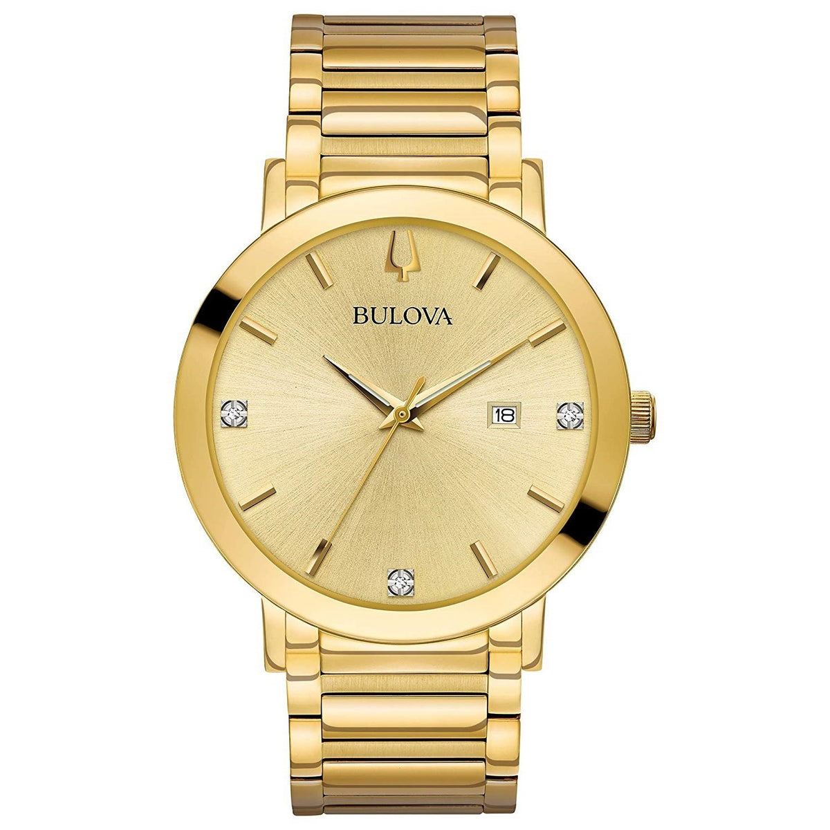 Bulova Men&#39;s 97D115 Diamond Gold-Tone Stainless Steel Watch