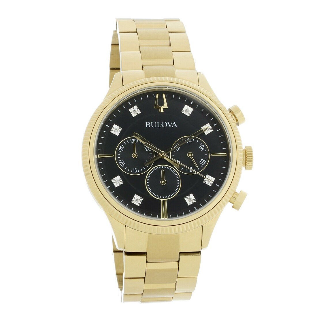 Bulova Men&#39;s 97D119 Diamond Collection Chronograph Brown Leather Watch
