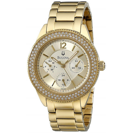Bulova Women's 97N102 Crystal Gold-Tone Stainless Steel Watch