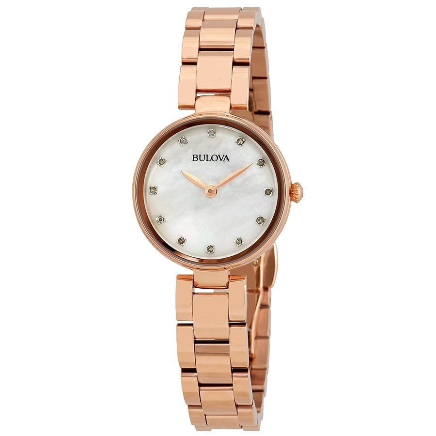 Bulova Women&#39;s 97P111 Diamonds Collection Diamond Rose-Tone Stainless Steel Watch