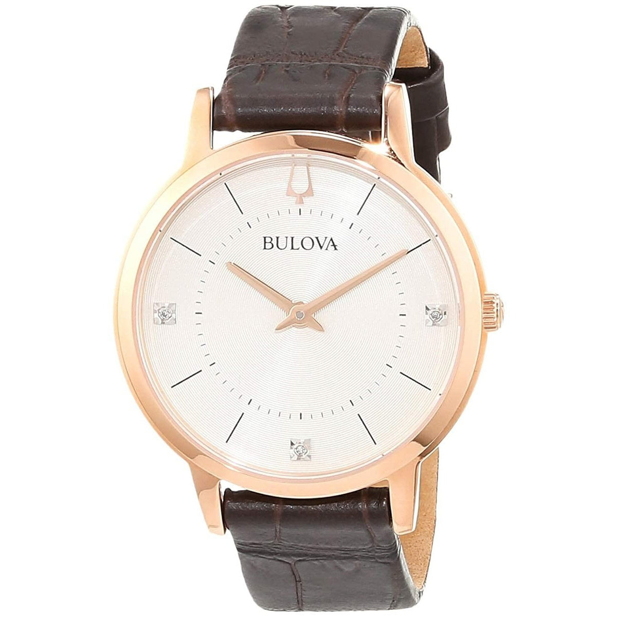 Bulova Women&#39;s 97P122 Diamond Brown Leather Watch