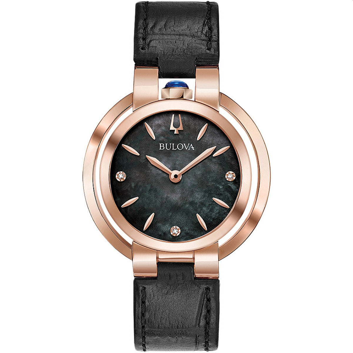 Bulova Women's 97P139 Diamond Black Leather Watch