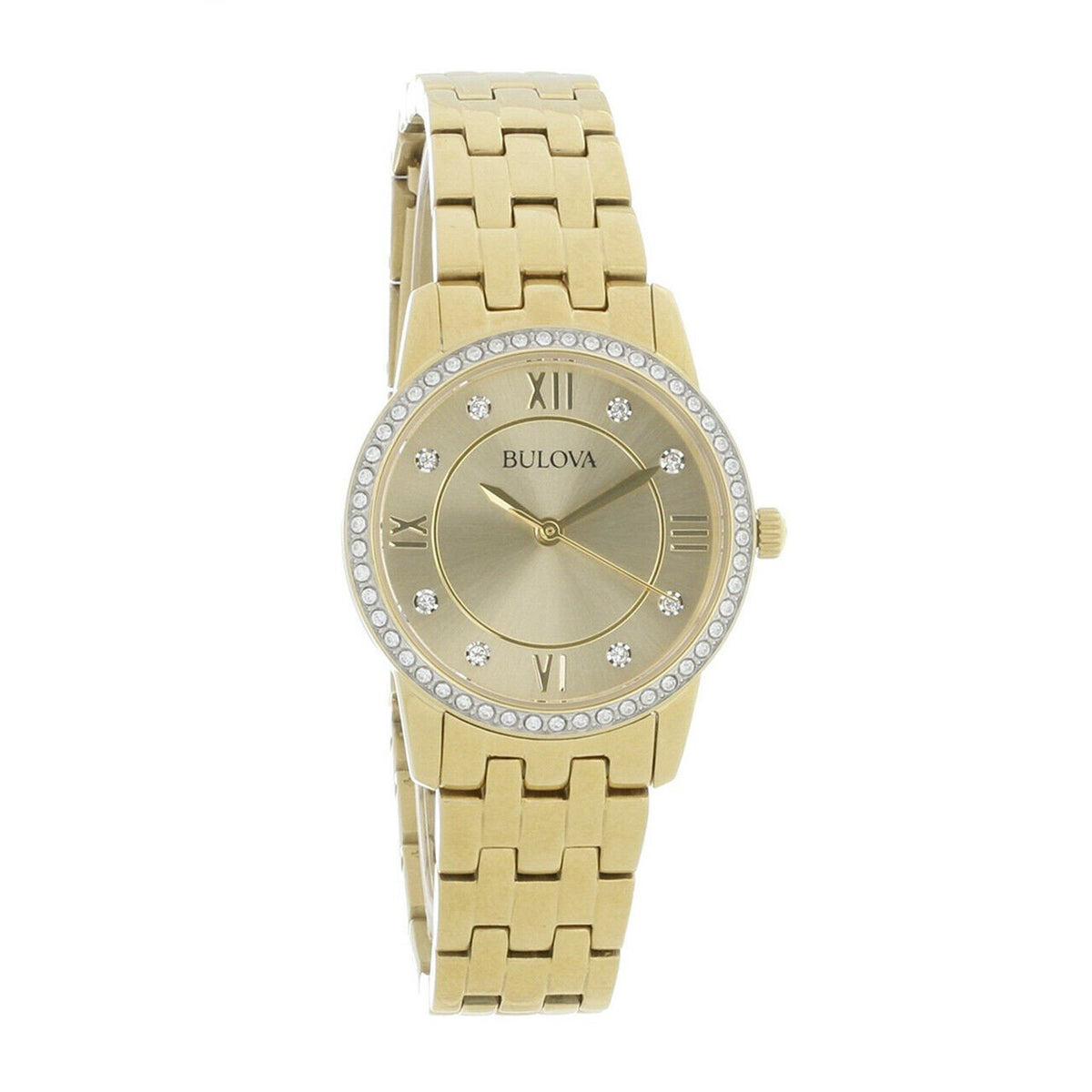 Bulova Women&#39;s 97X104 Crystal Collection Gold-Tone Stainless Steel Watch