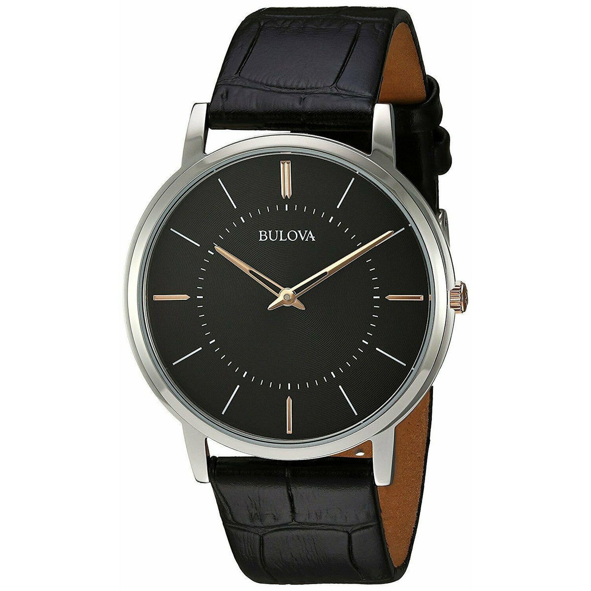 Bulova Men&#39;s 98A167 Classic Black Leather Watch