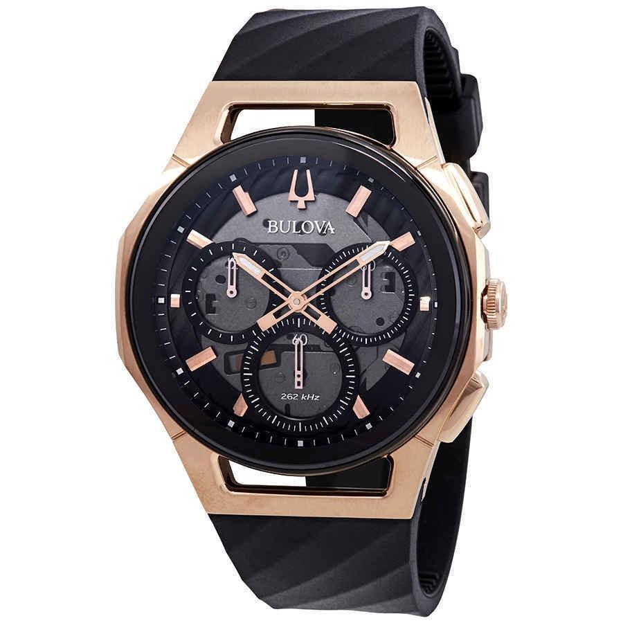Bulova Men&#39;s 98A185 Curv Chronograph Gold-Tone Stainless Steel Watch