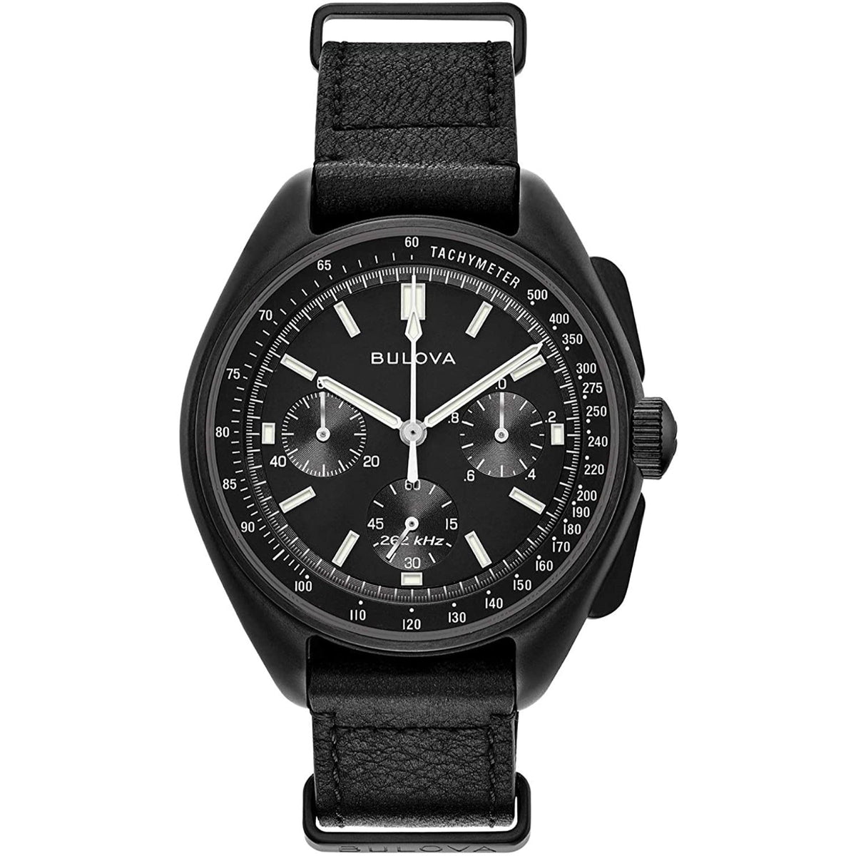 Bulova Men's 98A186 Lunar Pilot Chronograph Black Leather Watch