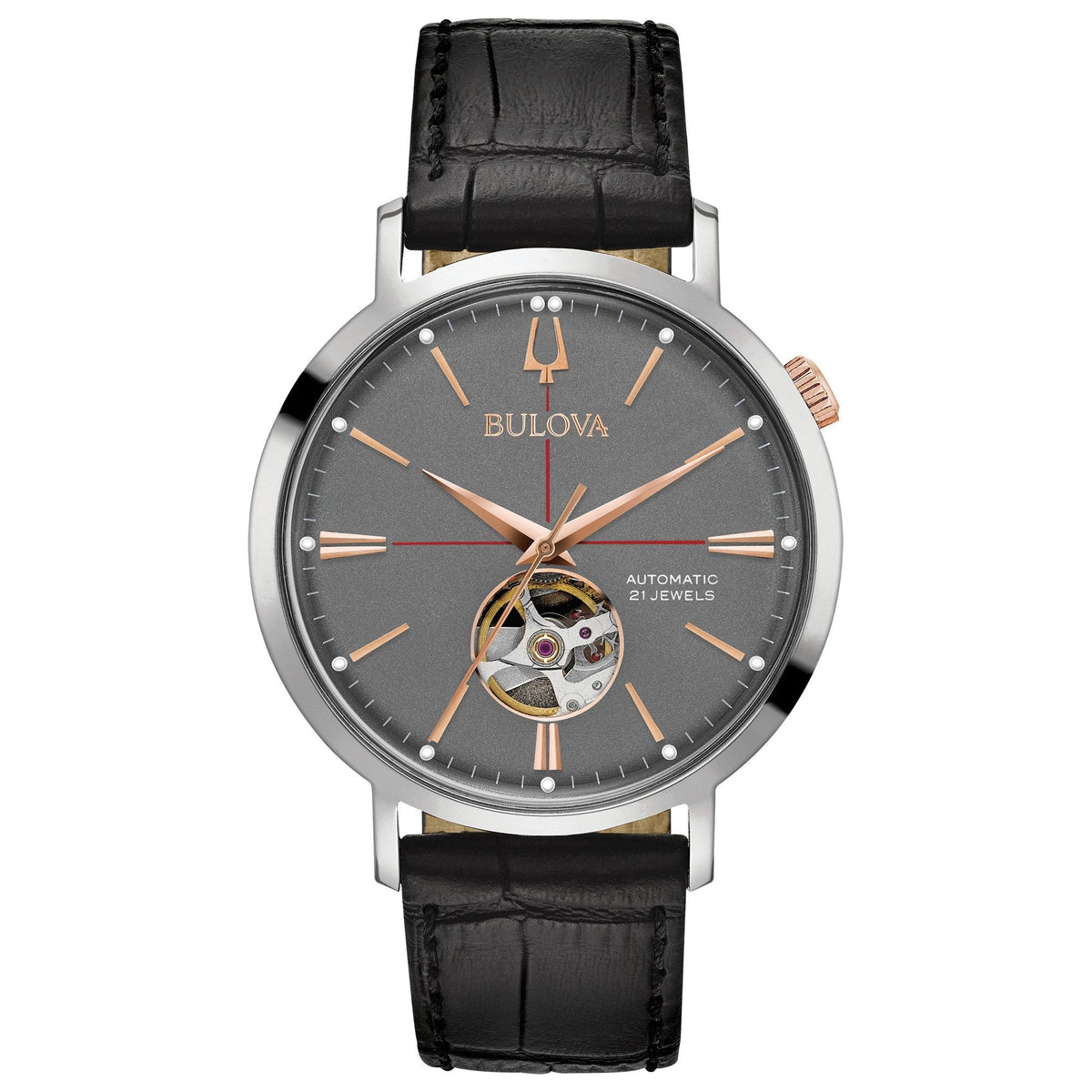 Bulova Men's 98A187 Classic Black Leather Watch