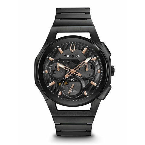 Bulova Men's 98A207 Curv Chronograph Black Stainless Steel Watch