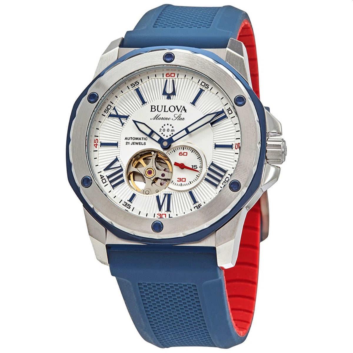 Bulova Men's 98A225 Marine Star Blue Silicone Watch