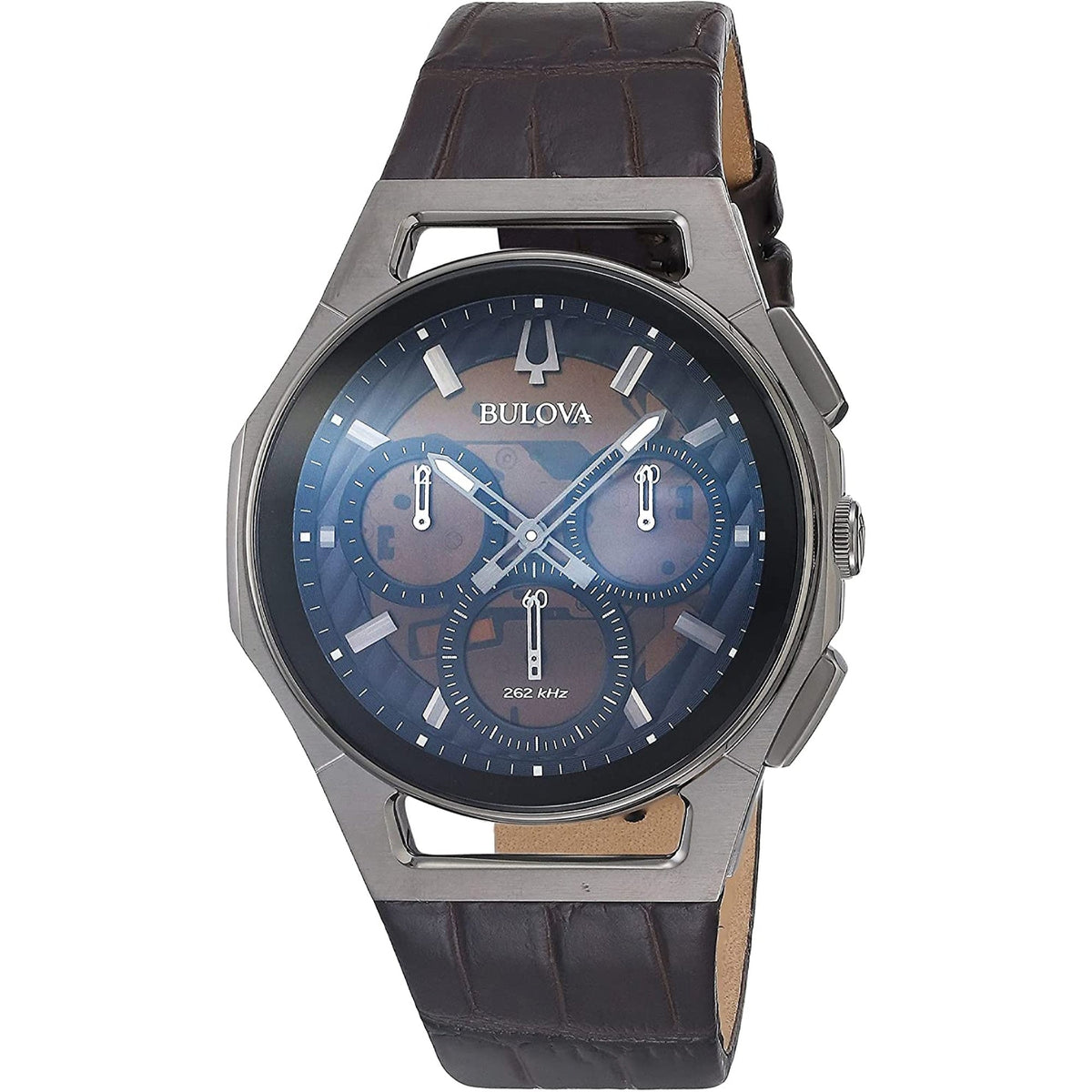 Bulova Men&#39;s 98A231 Curv Chronograph Brown Leather Watch