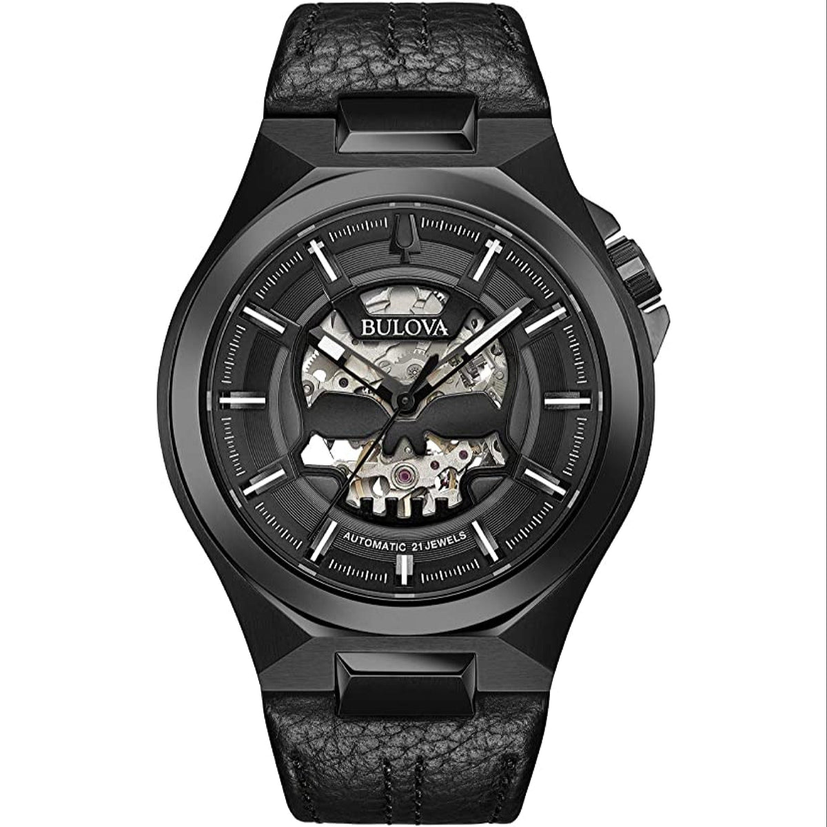 Bulova Men's 98A238 Maquina Black Leather Watch