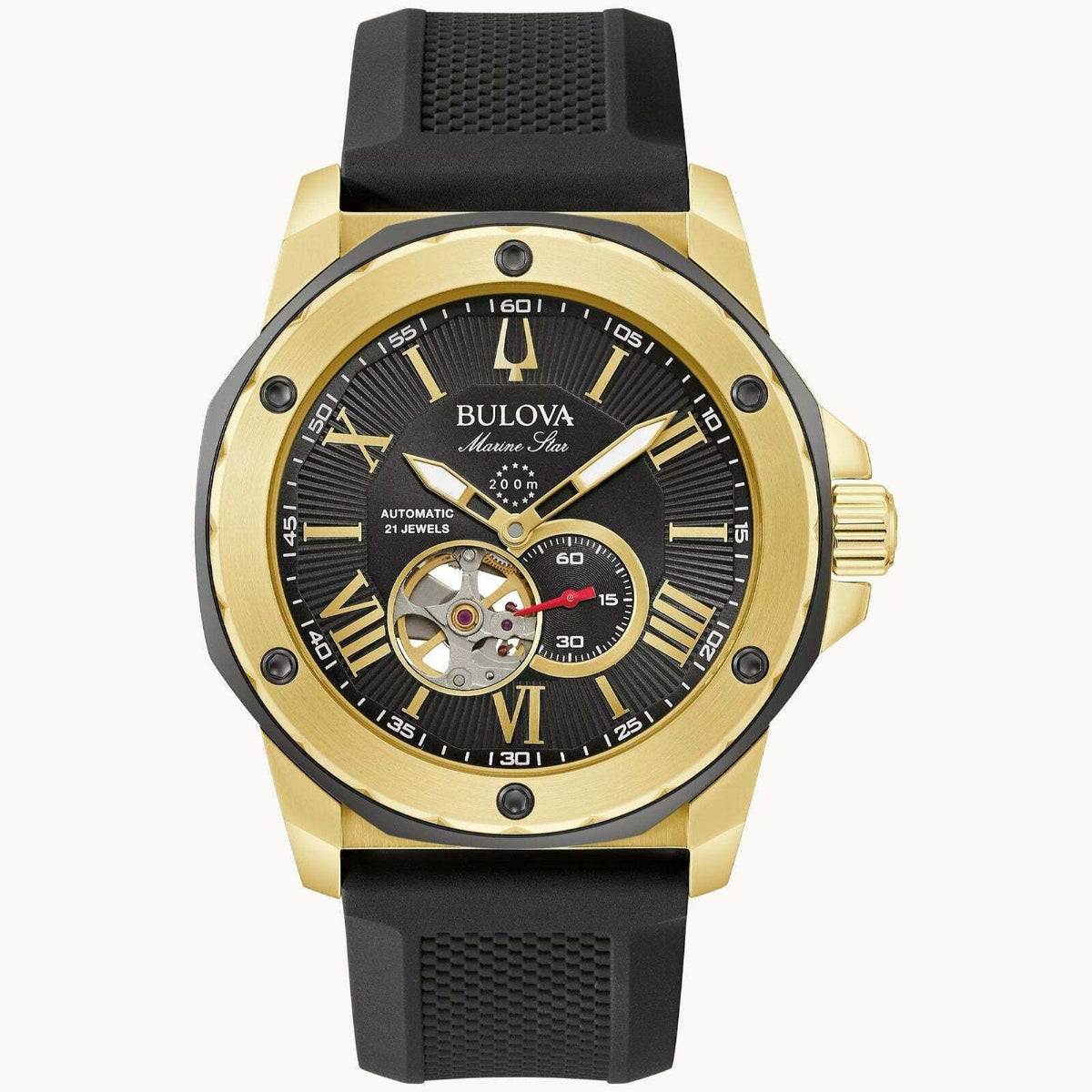 Bulova Men&#39;s 98A272 Marine Star Black Rubber Watch