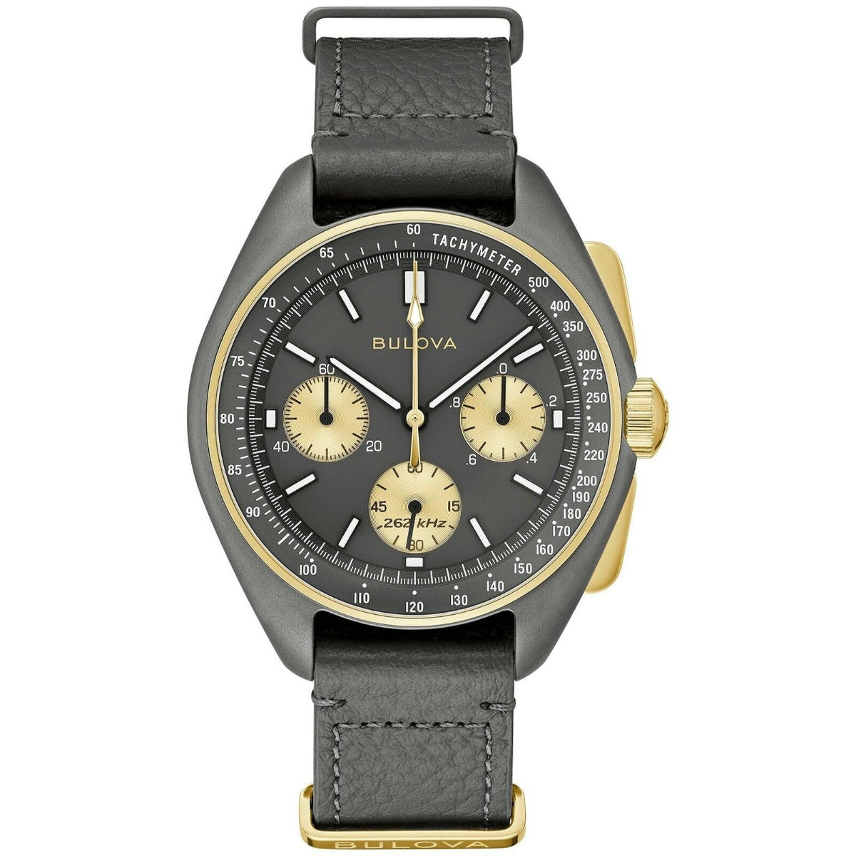Bulova Men's 98A285 Lunar Pilot Chronograph Black Leather Watch