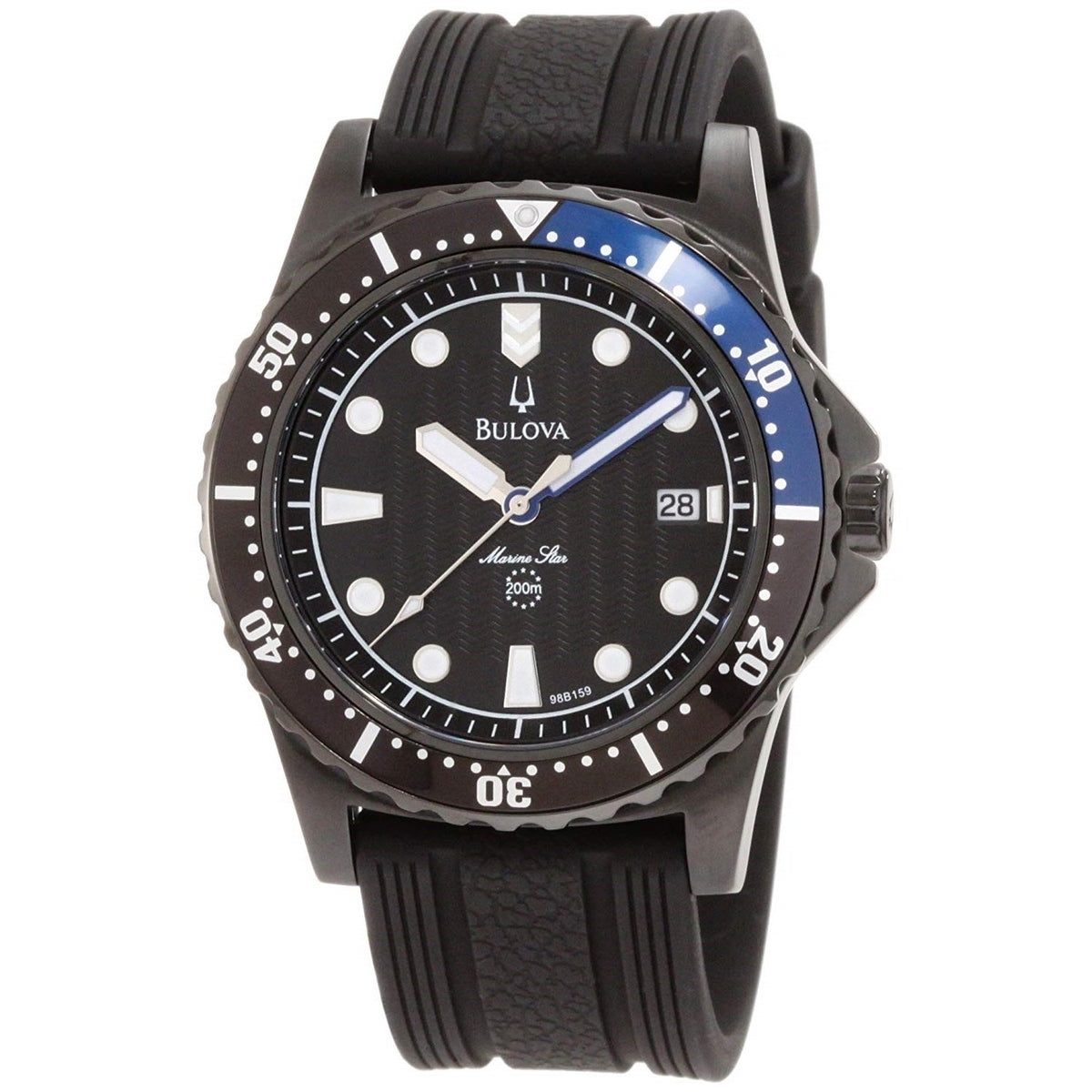 Bulova Men's 98B159 Marine Star Black Rubber Watch