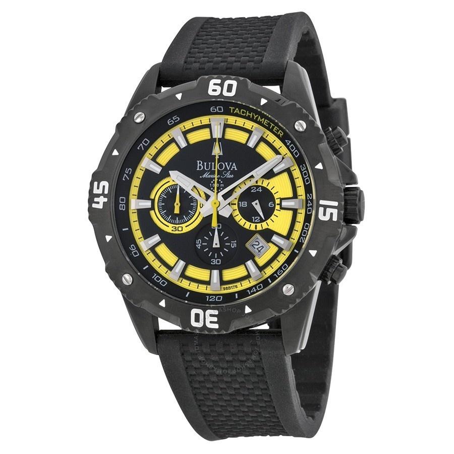 Bulova Men&#39;s 98B176 Marine Star Chronograph Black Rubber Watch