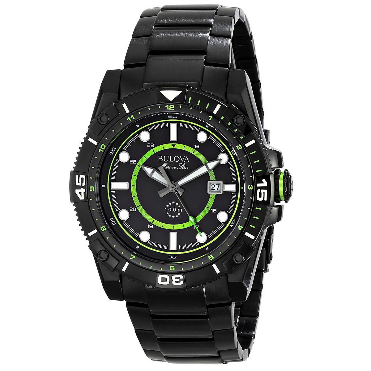 Bulova Men&#39;s 98B178 Marine Star Black Stainless Steel Watch