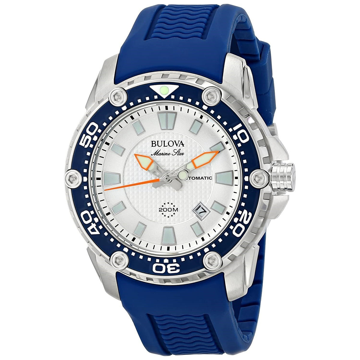 Bulova Men&#39;s 98B208 Marine Star Automatic Blue Rubber Watch