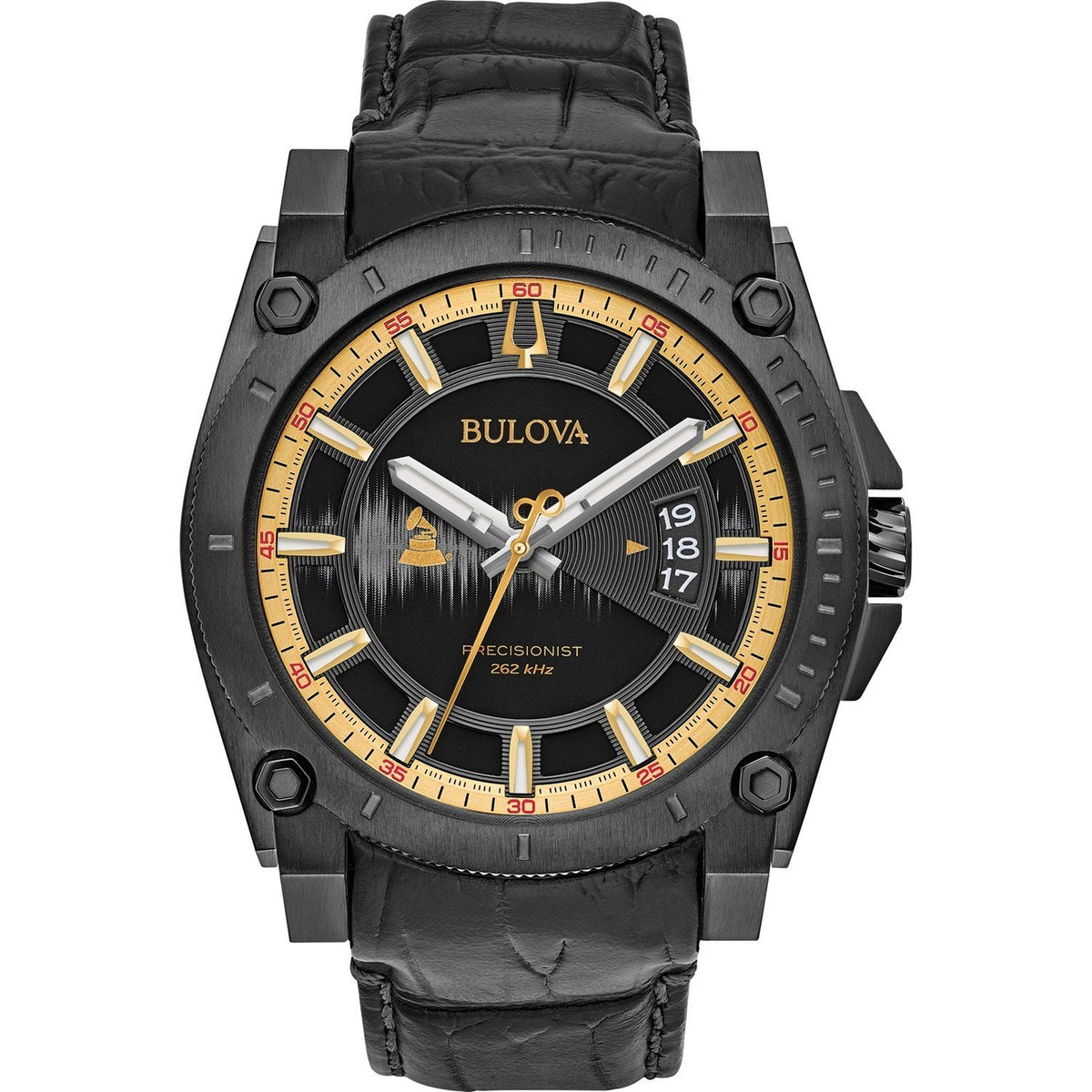 Bulova Men&#39;s 98B293 Grammy Edition Black Leather Watch