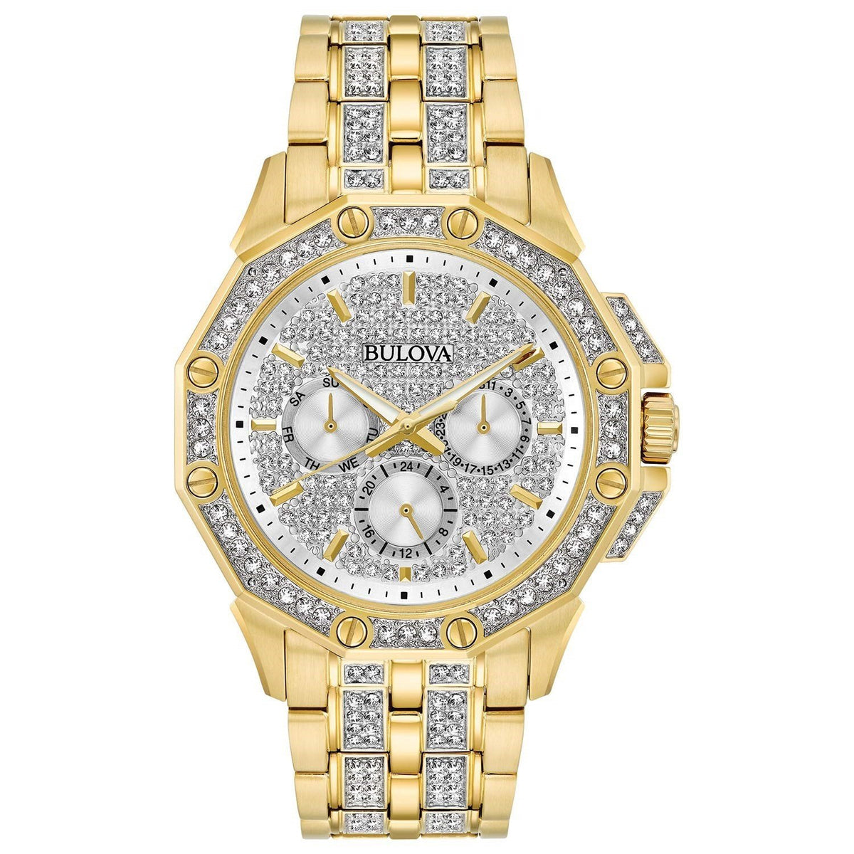 Bulova Men&#39;s 98C126 Crystal Sets of Crystal Gold-Tone Stainless Steel with Sets of Crystal Watch